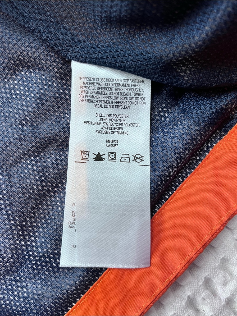 Columbia Men’s XXL Navy & Orange Colorblock Hooded Windbreaker Jacket - Picture 7 of 7